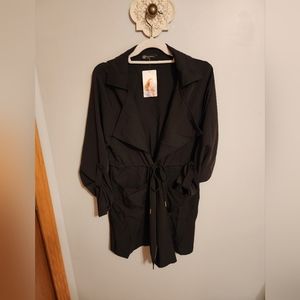 Pretty Garden Drawstring Waist Lapel Trench Coat